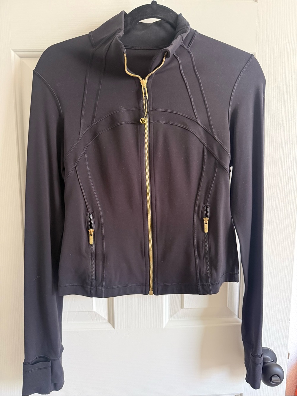 LululemonBlack Zip-Front Women's Jacket with Gold Hardware
